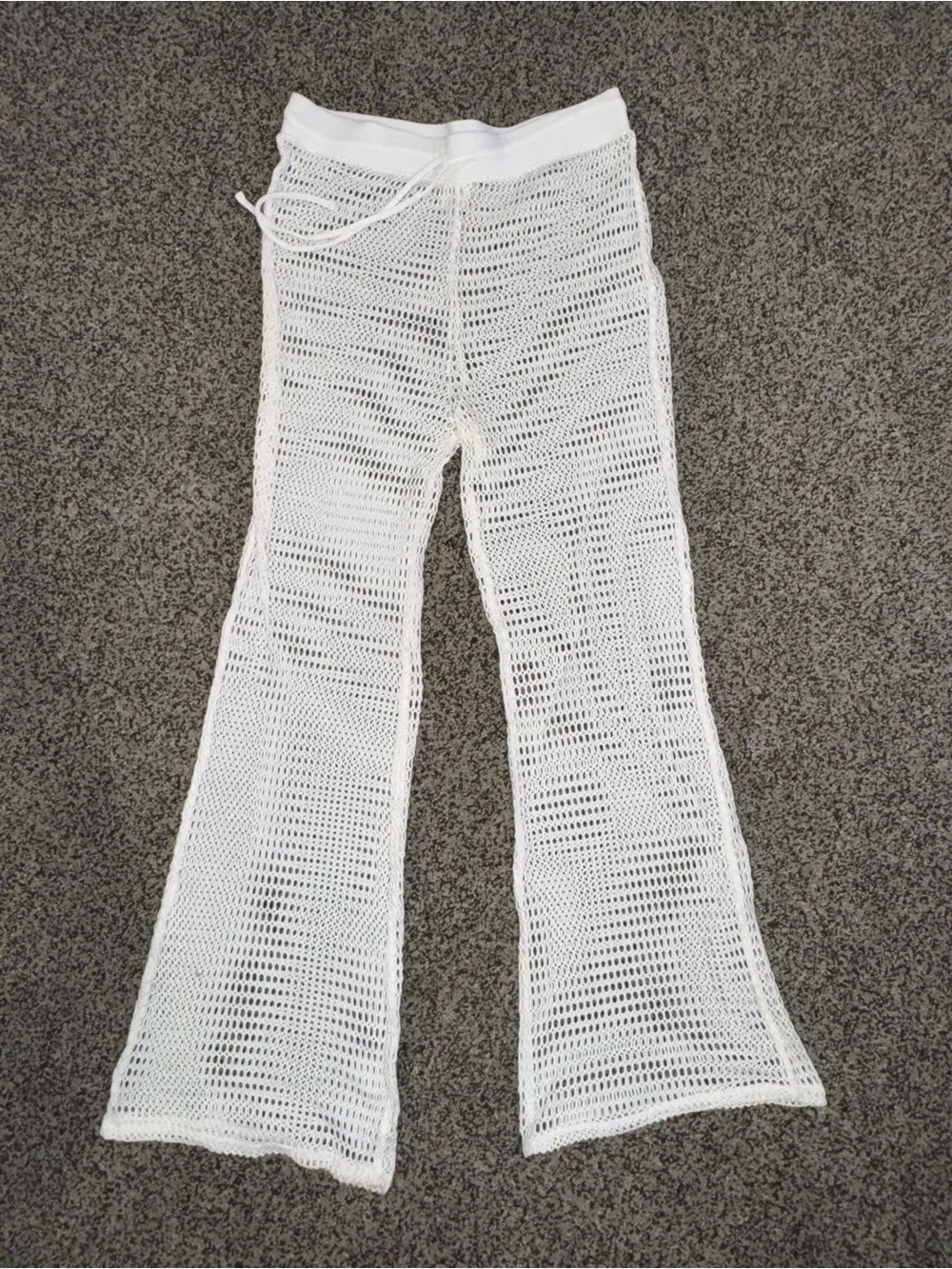 Shade & Shore White Crochet long mermaid pants  Cover-Up